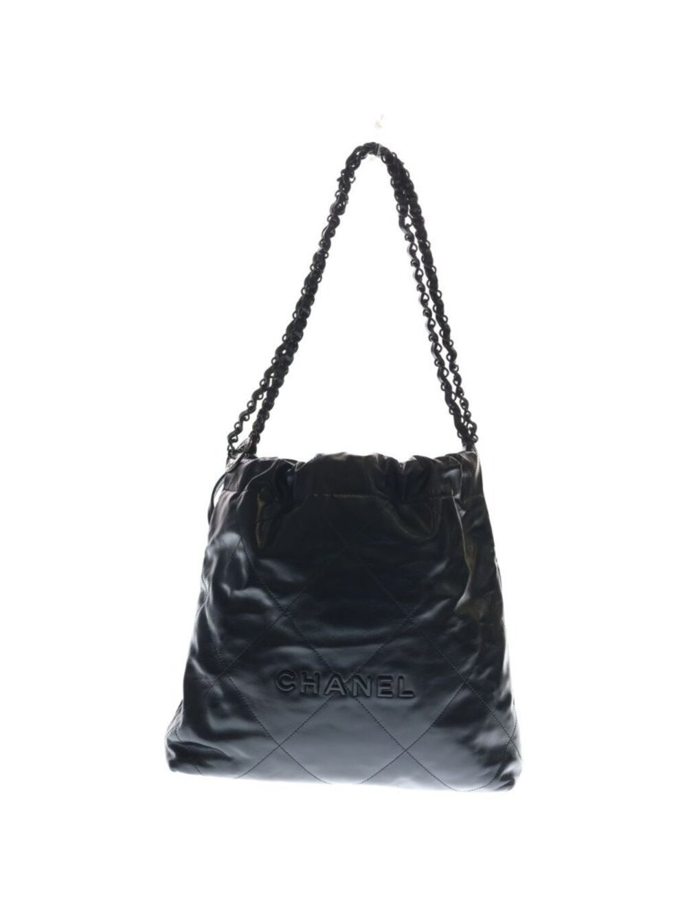 Chanel 22 Small Calfskin Leather So Black Chain Shoulder
